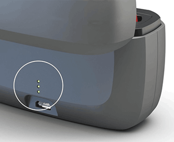 Akku wiederaufladen Unterseite zurück